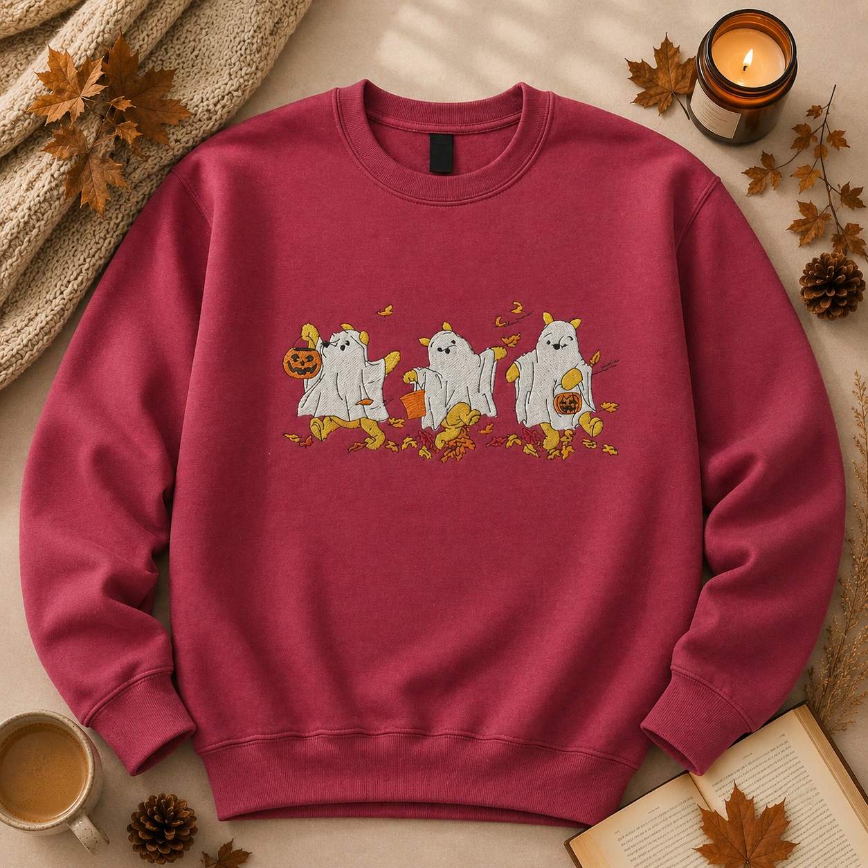 🍂 Crewneck brodé Winnie le fantôme – Collection d’automne